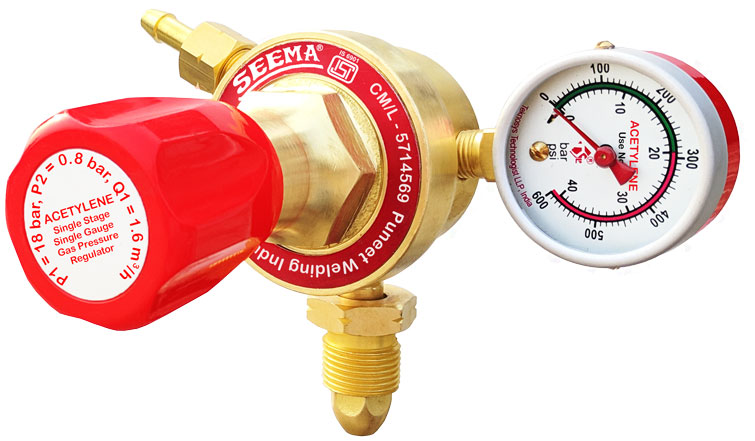 SEEMA Single Stage Single Gauge Acetylene Gas Pressure Regulator(Heavy Duty)