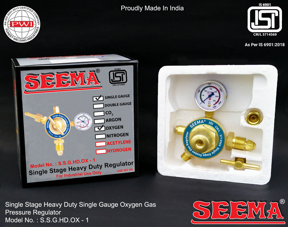 SEEMA Single Stage Single Gauge Oxygen Gas Pressure Regulator(Heavy Duty)