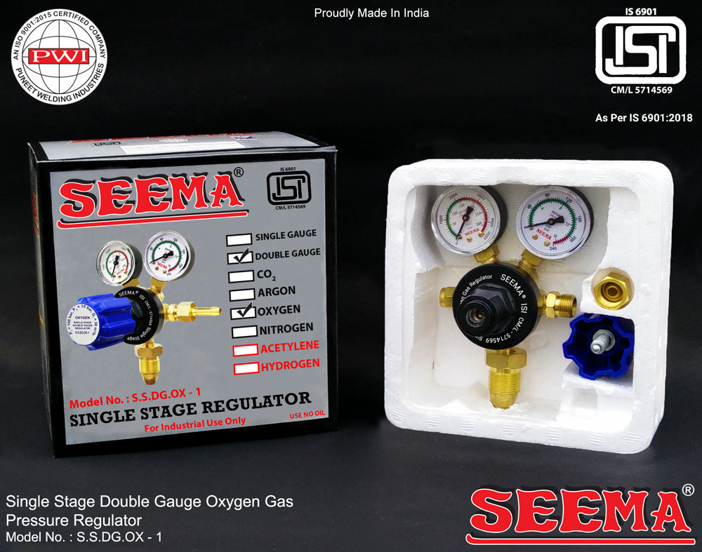 SEEMA Single Stage Double Gauge Oxygen Gas Pressure Regulator(New Model)