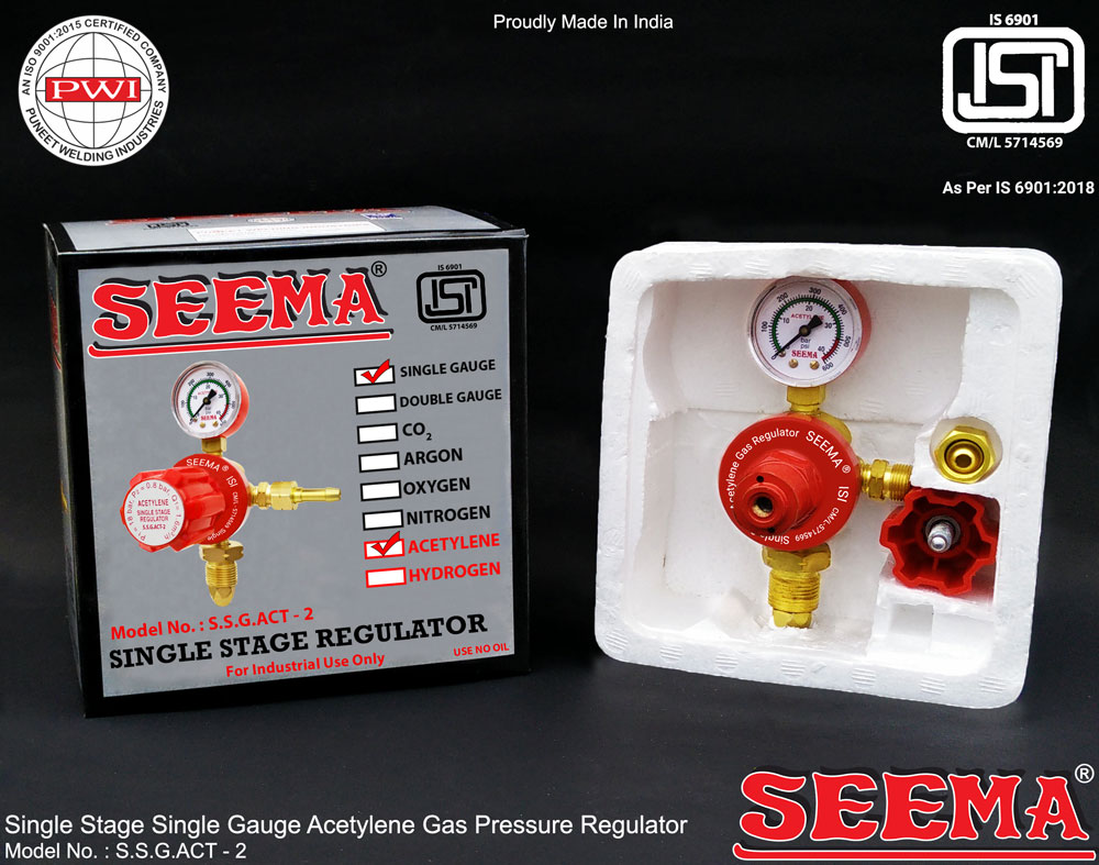 SEEMA Single Stage Single Gauge Acetylene Gas Pressure Regulator(New Model)
